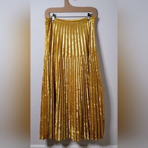 Gold pleated midi skirt - Medium